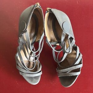Elegant Gray Strappy Heels